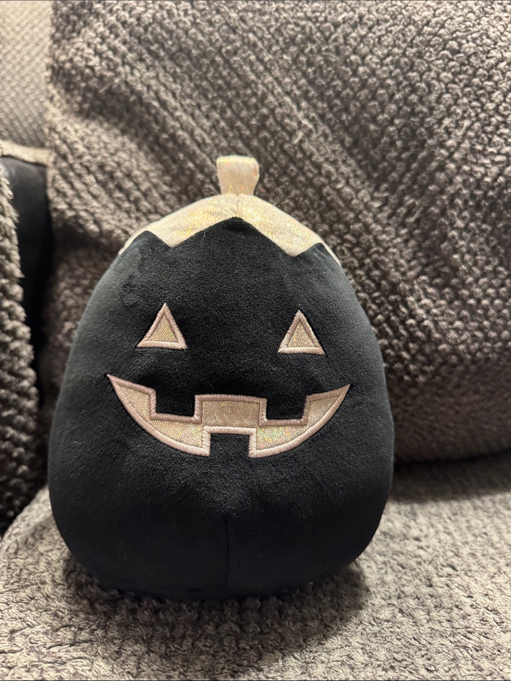 Squishmallows Black Plush Pumpkin with Gold Trim